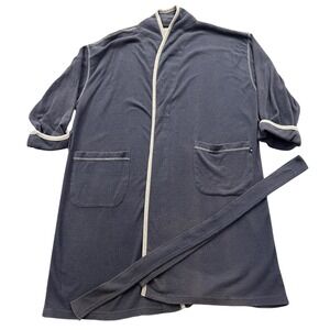 Dockers Waffle Knit Robe Mens One Size Blue Contrast Trim Loungewear Sleepwear